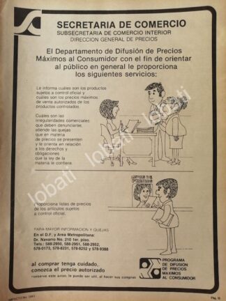 CARTEL ANTIGUO ORIGINAL DE SECRETARIA DE COMERCIO 1981 SERVICIOS AL PUBLICO /29