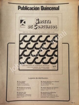 CARTEL ANTIGUO ORIGINAL DE SECRETARIA DE COMERCIO 1981 GACETA DE CONCURSOS /27