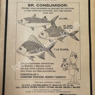 CARTEL ANTIGUO ORIGINAL DE SECRETARIA DE COMERCIO 1980 PRECIOS DE PESCADO /22