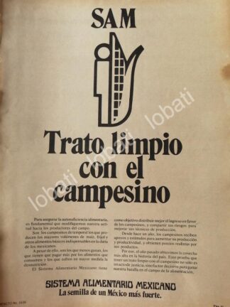 CARTEL ANTIGUO ORIGINAL DE AFICHE DEL SISTEMA ALIMENTARIO MEXICANO 1981 /13