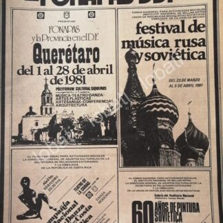 CARTEL ANTIGUO ORIGINAL DE FONAPASS DDF EVENTOS DE ABRIL DE 1981 /6