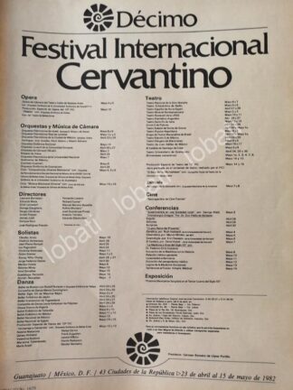 CARTEL ANTIGUO ORIGINAL DE 10 FESTIVAL INTERNACIONAL CERVANTINO ABRIL 1982 /3