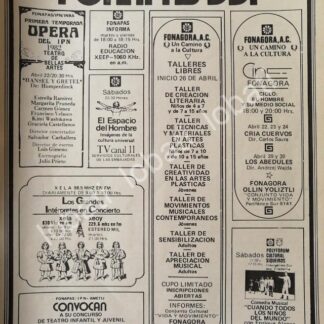 CARTEL ANTIGUO ORIGINAL DE FONAPAS DDF EVENTOS DE abril 1981 /103