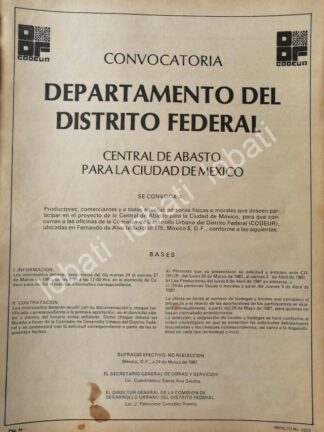 CARTEL ANTIGUO ORIGINAL DE INICIAN OBRAS CENTRAL DE ABASTOS D.F 1980 /N87