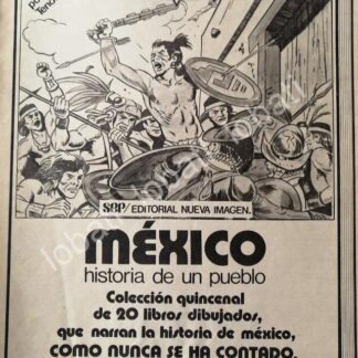 CARTEL ANTIGUO ORIGINAL DE SEP LANZA CUADERNOS MEXICO HISTORIA DE UN PUEBLO 1980 /82
