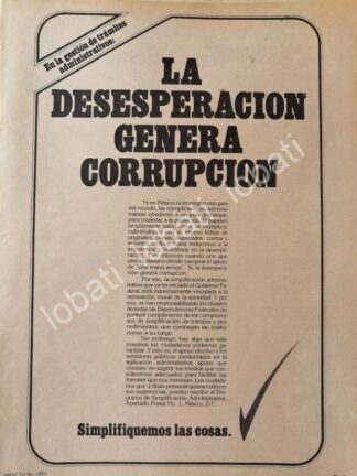 CARTEL ANTIGUO ORIGINAL DE GOBIERNO FEDERAL SIMPLIFICACION BUROCRATICA 1984 /73