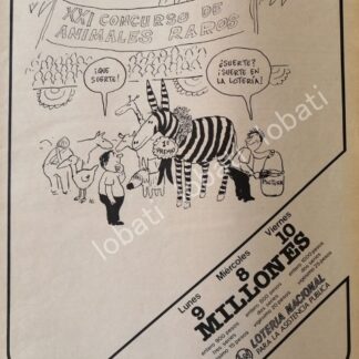 CARTEL ANTIGUO ORIGINAL DE LOTERIA NACIONAL. DUBUJO DE ABEL QUEZADA 1978 /156