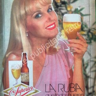 CARTEL ANTIGUO ORIGINAL DE CERVEZA SUPERIOR 1979 LA RUBIA QUE TODOS QUIEREN