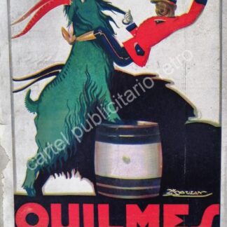 CARTEL ANTIGUO ORIGINAL DE CERVEZA QUILMES 1927 ARTE PUBLICITARIO /RARO