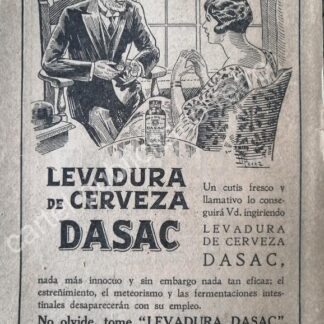 CARTEL ANTIGUO ORIGINAL DE CERVEZA DASAC 1927 ARGENTINA -RARO