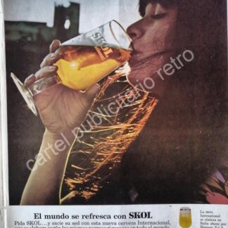 CARTEL ANTIGUO ORIGINAL DE CERVEZA SKOL 1967 / RARO