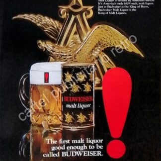 CARTEL ANTIGUO ORIGINAL DE CERVEZA BUDWEISER 1971 BLACK / RARO