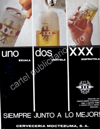 CARTEL ANTIGUO ORIGINAL DE CERVEZA XXX 1967 CERVECERIA MOCTEZUMA /11