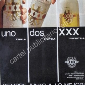 CARTEL ANTIGUO ORIGINAL DE CERVEZA XXX 1967 CERVECERIA MOCTEZUMA /10