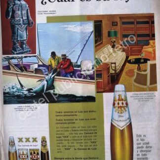 CARTEL ANTIGUO ORIGINAL DE CERVEZA XXX 1960s CERVECERIA MOCTEZUMA /3