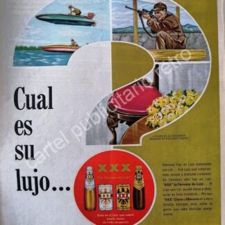 CARTEL ANTIGUO ORIGINAL DE CERVEZA XXX 1960s CERVECERIA MOCTEZUMA /9