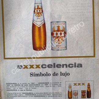 CARTEL ANTIGUO ORIGINAL DE CERVEZA XXX 1960s CERVECERIA MOCTEZUMA /8