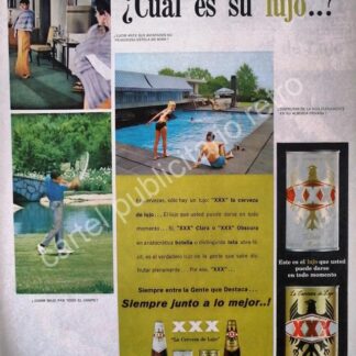 CARTEL ANTIGUO ORIGINAL DE CERVEZA XXX 1960s CERVECERIA MOCTEZUMA /2