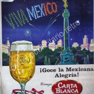 CARTEL ANTIGUO ORIGINAL DE CERVEZA CARTA BLANCA FIESTAS PATRIAS 1965