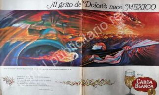CARTEL ANTIGUO ORIGINAL DE CERVEZA CARTA BLANCA Y ARTE DE EUGENIO OLMEDO 1966