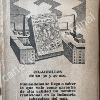 CARTEL ANTIGUO ORIGINAL DE CIGARROS 43. PICCARDO & CIA. 1929 /10
