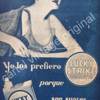 CARTEL ANTIGUO ORIGINAL DE CIGARROS LUCKY STRIKE 1930