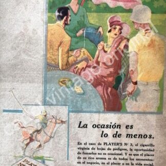 CARTEL ANTIGUO ORIGINAL DE CIGARROS PLAYERS No. 4. VIRGINIA. 1930 / RARO