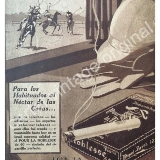 CARTEL ANTIGUO ORIGINAL DE CIGARROS POUR LA NOBLESSE. 1920s / RARO