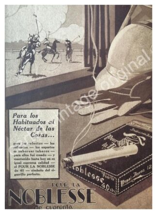 CARTEL ANTIGUO ORIGINAL DE CIGARROS POUR LA NOBLESSE. 1920s / RARO