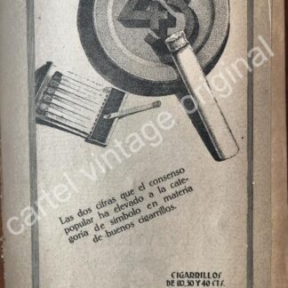 CARTEL ANTIGUO ORIGINAL DE CIGARROS 43. PICCARDO & CIA. 1927 /7