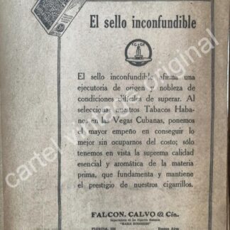 CARTEL ANTIGUO ORIGINAL DE CIGARROS FONTANARES 1927 ARGENTINA
