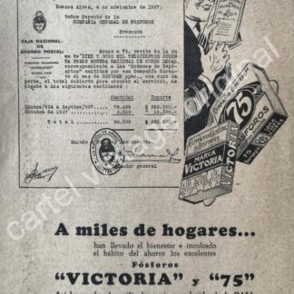 CARTEL ANTIGUO ORIGINAL DE FOSFOROS VITORIA, AÑOS 20s /RARO