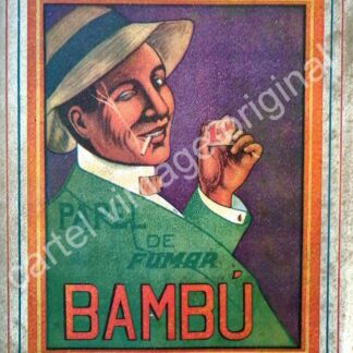 CARTEL ANTIGUO ORIGINAL DE PAPEL PARA TABACO. BAMBU 1930s / MUY RARO