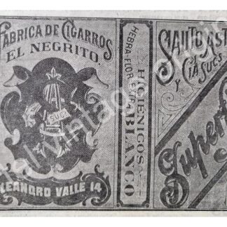 CARTEL ANTIGUO ORIGINAL DE CIGAROS EL NEGRITO 1912 SAUTO ASTIZ & CIA. / MUY RARO