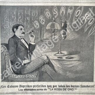 CARTEL ANTIGUO ORIGINAL DE CIGARROS SUPREMOS. CIGARRERA LA ROSA DE ORO 1897 / MUY RARO