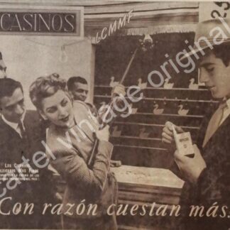 CARTEL ANTIGUO ORIGINAL DE CIGARROS CASINOS 1940s /2