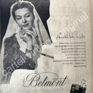 CARTEL ANTIGUO ORIGINAL DE CIGARROS BELMONT 1947 JARDIN DE ALA /8