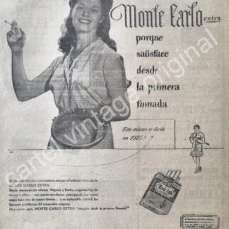 CARTEL ANTIGUO ORIGINAL DE CIGARROS MONTECARLO 1947 /9