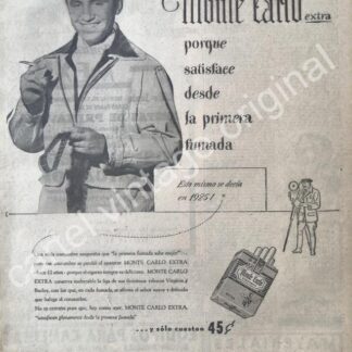 CARTEL ANTIGUO ORIGINAL DE CIGARROS MONTECARLO 1947 /6