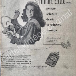 CARTEL ANTIGUO ORIGINAL DE CIGARROS MONTECARLO 1947 /5