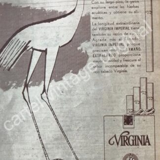 CARTEL ANTIGUO ORIGINAL DE CIGARROS VIRGINIA No. 30 EXTRA 1956