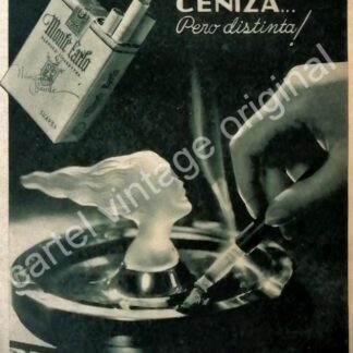 CARTEL ANTIGUO ORIGINAL DE CIGARROS MONTECARLO 1930s CENIZA
