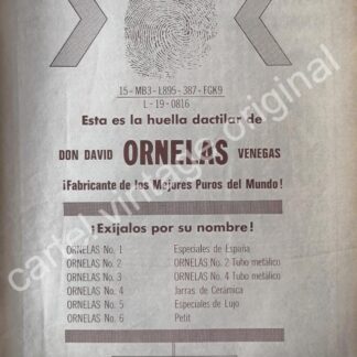 CARTEL ANTIGUO ORIGINAL DE PUROS ORNELAS Y DAVID ORNELAS VILLEGAS 1970s / RARO