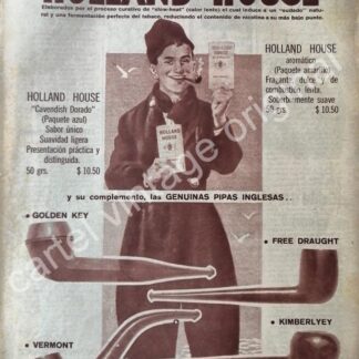 CARTEL ANTIGUO ORIGINAL DE PIPAS Y TABACO HOLLAND HOUSE 1966 / RARO