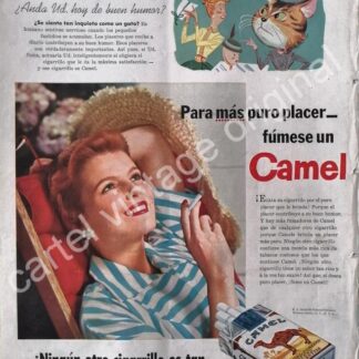 CARTEL ANTIGUO ORIGINAL DE CIGARROS CAMEL 1955 /12 EL PLACER MEJROA EL HUMOR