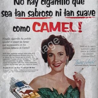 CARTEL ANTIGUO ORIGINAL DE TERESA WHRIGHT Y CIGARROS CAMEL 1954 FEP