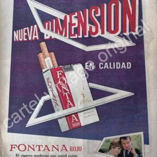 CARTEL ANTIGUO ORIGINAL DE CIGARROS FONTANA ROJOS 1967 / RARO