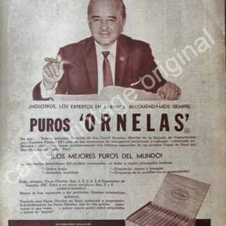 CARTEL ANTIGUO ORIGINAL DE PUROS ORNELAS 1960s CIGARROS OBREGON /4