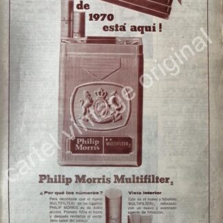 CARTEL ANTIGUO ORIGINAL DE CIGARROS PHILIP MORRIS 1950s