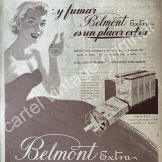 CARTEL ANTIGUO ORIGINAL DE CIGARROS BELMONT EXTRA 1950s /5